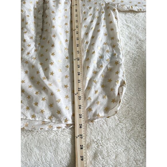 J Crew Blouse Women's Size 12 Metallic Gold Star Silk Cotton Blend - Picture 7 of 11